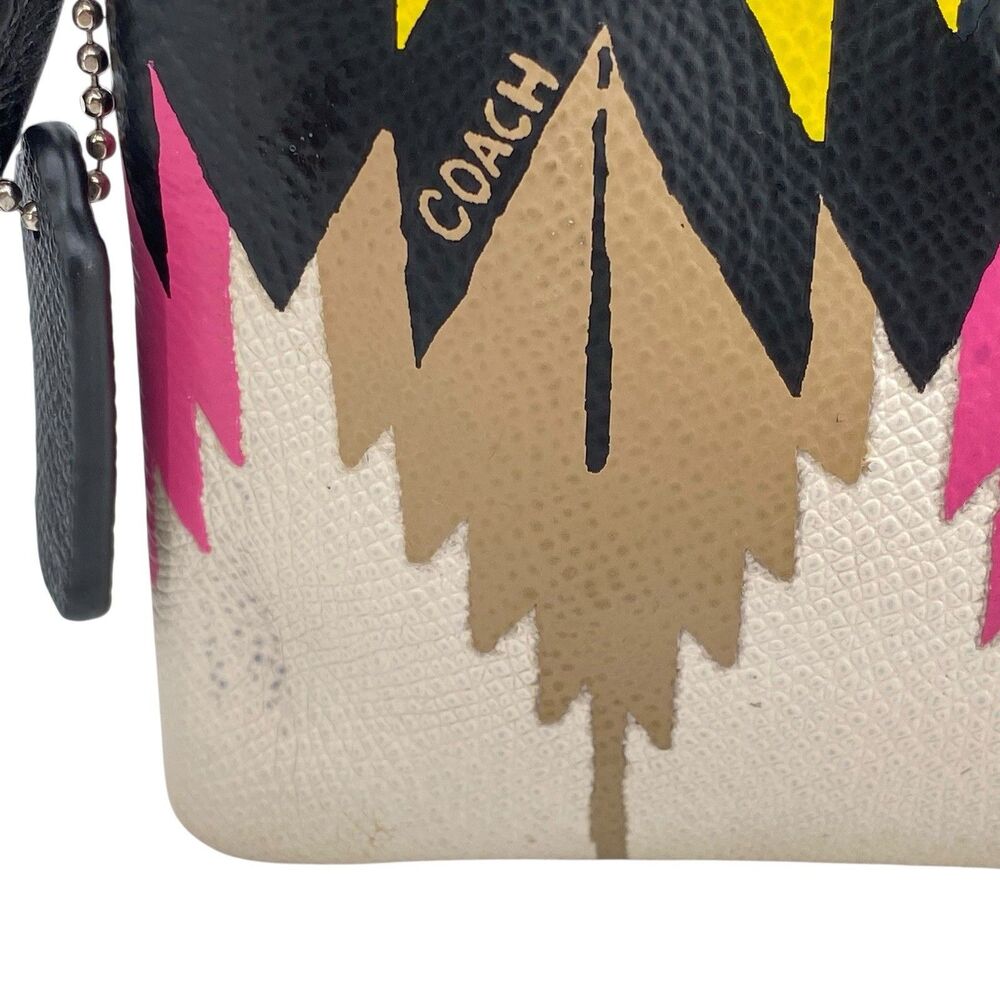 Coach Hawk Feather Print Crossgrain Leather Corner Zip Wristlet‎ - Picture 11 of 14